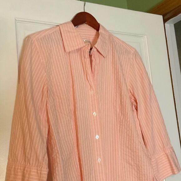 Talbots size Large cotton/Rayon blend. Light orange and white striped. EUC. - Picture 2 of 8